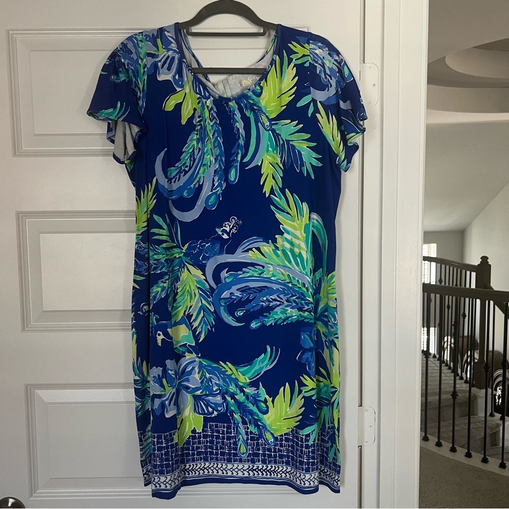 Lilly Pulitzer Marah Dress Twilight Blue Nest to Nothing Engineered Cap Sleeve